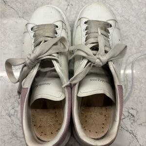 Alexander McQueen White Sneakers with Pink Trim